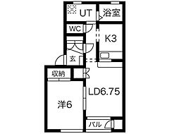 クラージュA館 1LDKの間取図画像