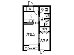 水沢ステーションアベニューE棟 1SKの間取図画像