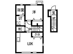 K 1LDKの間取図画像