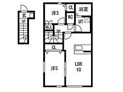 TX前沢 A 2LDKの間取図画像