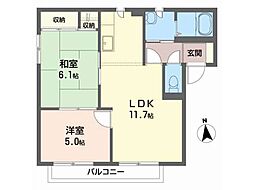 アバンセA 2LDKの間取図画像