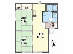 クリスタルガーデンG 2LDKの間取図画像