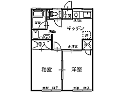シティハイムK 2DKの間取図画像