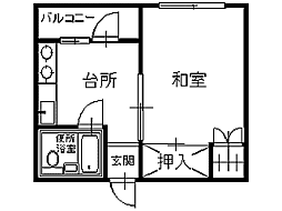 ヤマチュウビル 1Kの間取図画像