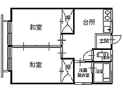 プラザ永 2DKの間取図画像