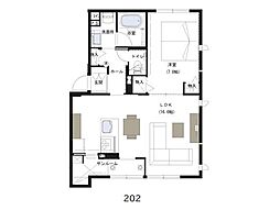 メゾンカルテット桜町 202号室 2階1LDKの間取り