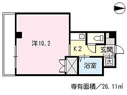 バス 西旭町下車 徒歩4分の賃貸マンション 2階1Kの間取り