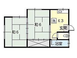 田川アパート 2Kの間取図画像