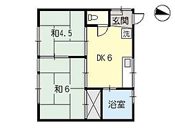 第一落海ビル 2DKの間取図画像