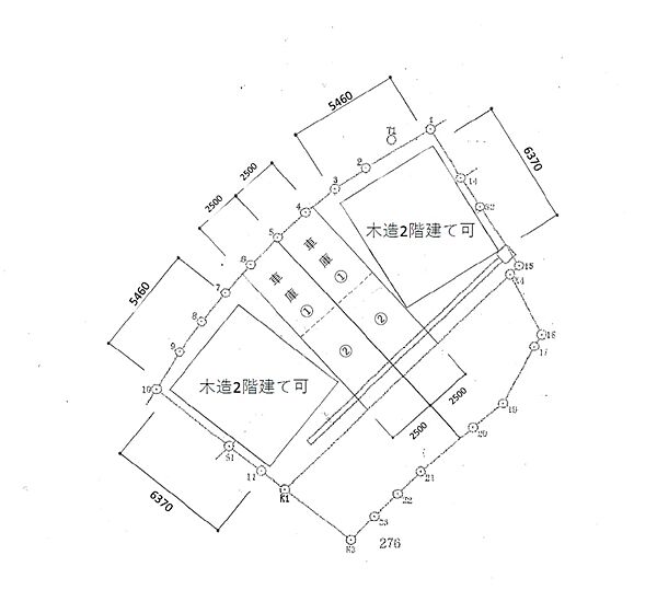 住宅用地であれば、木造2階建て・駐車場2台分確保が可能です！