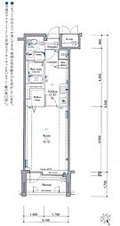 グラビスコート十日市 1Kの間取図画像