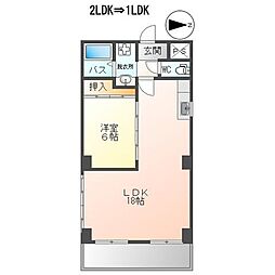 JR可部線 古市橋駅 徒歩5分の賃貸マンション 3階1LDKの間取り