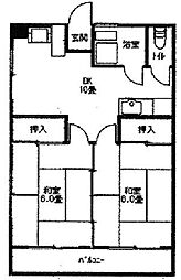 東洋コーポラス 2DKの間取図画像