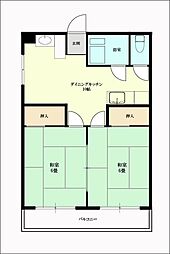 東洋コーポラス 2DKの間取図画像