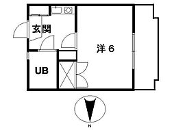 バス 光南町下車 徒歩4分の賃貸マンション 4階1Kの間取り