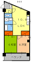 佐藤ビル 303 3階2LDKの間取り