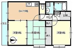 カルチェ飯田 5階3DKの間取り