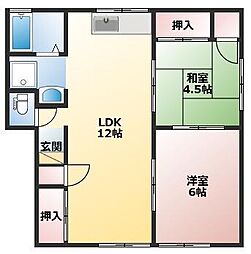 JR芸備線 三次駅 徒歩30分の賃貸アパート 2階2LDKの間取り