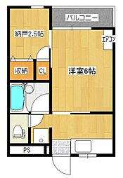 ユニゾンファイブ 3階1SKの間取り