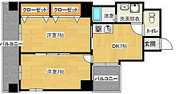 アルモニーマンション 2階2DKの間取り