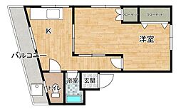サカイアパート 2階2DKの間取り