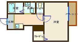 うしおハイツ 1Kの間取図画像