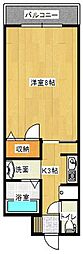 リバーサイド豊栄 1Kの間取図画像
