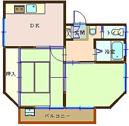 東畑ハイツ 2DKの間取図画像