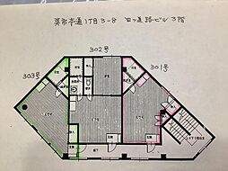 四ツ道路ビル ワンルームの間取図画像
