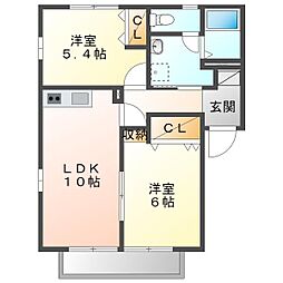 サンビーム串山　Ａ棟 1階2LDKの間取り