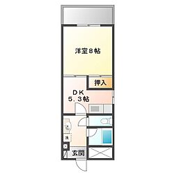 プルミエ 1DKの間取図画像