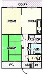 くしおかビル 2階2DKの間取り