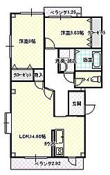 STハイム12 2LDKの間取図画像