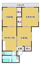 第二小西ビル 3DKの間取図画像