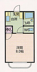 グリーンパレスＭ2 1階1Kの間取り