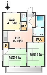 スカイコート道上A 1階3DKの間取り