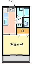 マジェスティック和香2 1Kの間取図画像