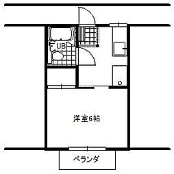 コーポアキタ 1階1Kの間取り