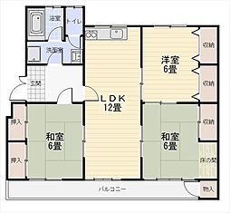 第2向陽マンション 3LDKの間取図画像