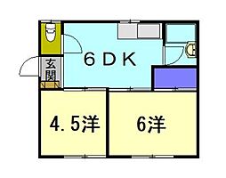 安達アパート 2DKの間取図画像