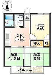 メゾン・リヴァージュ 201 2階3DKの間取り