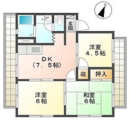 シェリール坂本 3DKの間取図画像