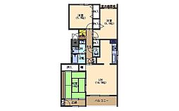 JR山陽本線 尾道駅 徒歩25分の賃貸マンション 3階3LDKの間取り