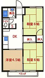 ハーベスト 3DKの間取図画像
