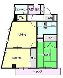 アーバンライフII 2階2LDKの間取り