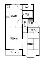 保広コーポ 3階2DKの間取り