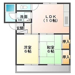 旭ハイツ 2LDKの間取図画像
