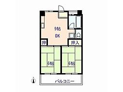 第8内海プレジデントマンション 2DKの間取図画像