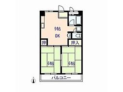 第7内海プレジデントマンション 2DKの間取図画像
