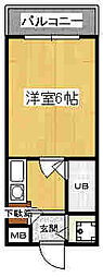朝日プラザ呉センターコア 5階1Kの間取り